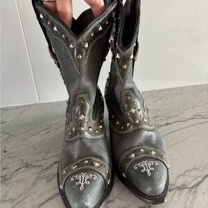 Studded Gray Western Boots